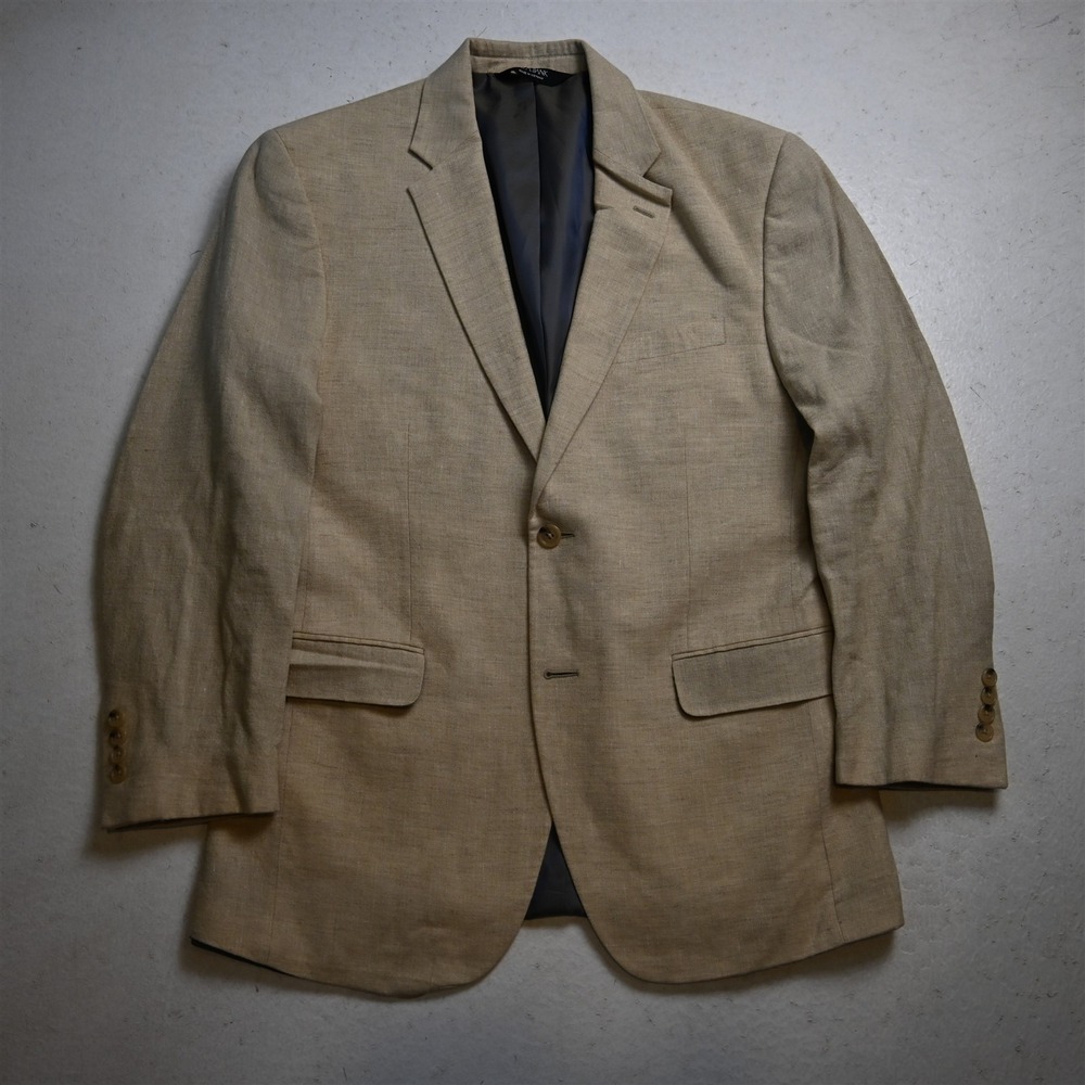 Jos A Bank 40R Khaki Linen Wool Mens Blazer Suit Jacket Sport Coat